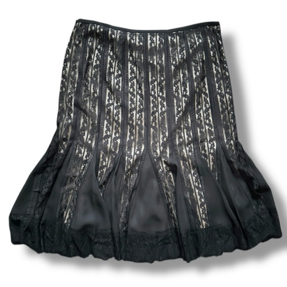 Ann Taylor LOFT Black Lace Overlay A-Line Skirt Women’s Size 12 Witchcore Fairy - Picture 1 of 16